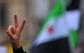 Syria peace sign and flag