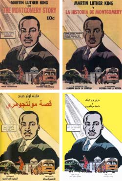 Poster featuring four covers of the MLK comic book